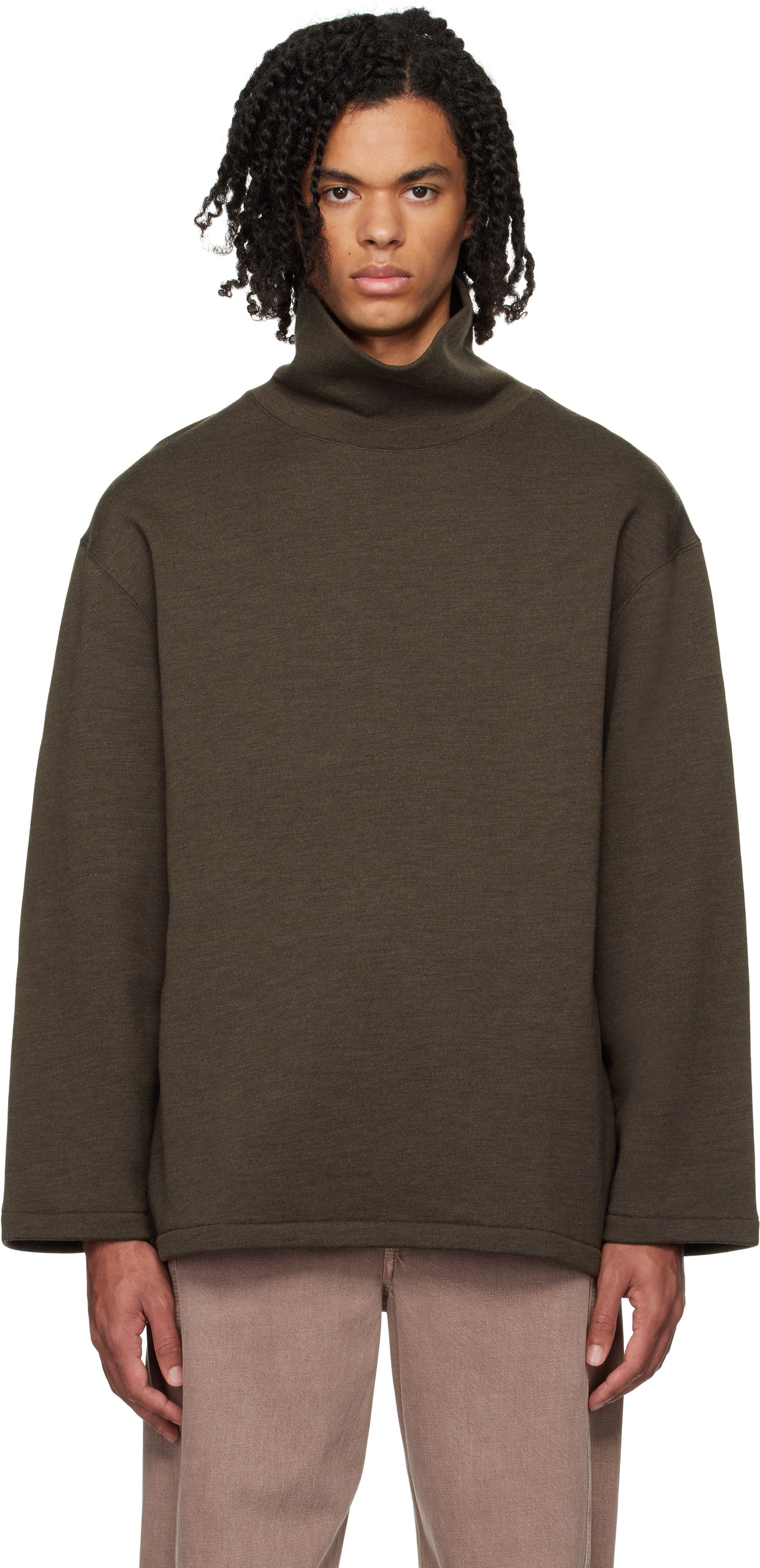Sveter LEMAIRE Lemaire Mock Neck Sweatshirt Hnedá | TO1287 LJ1020, 0