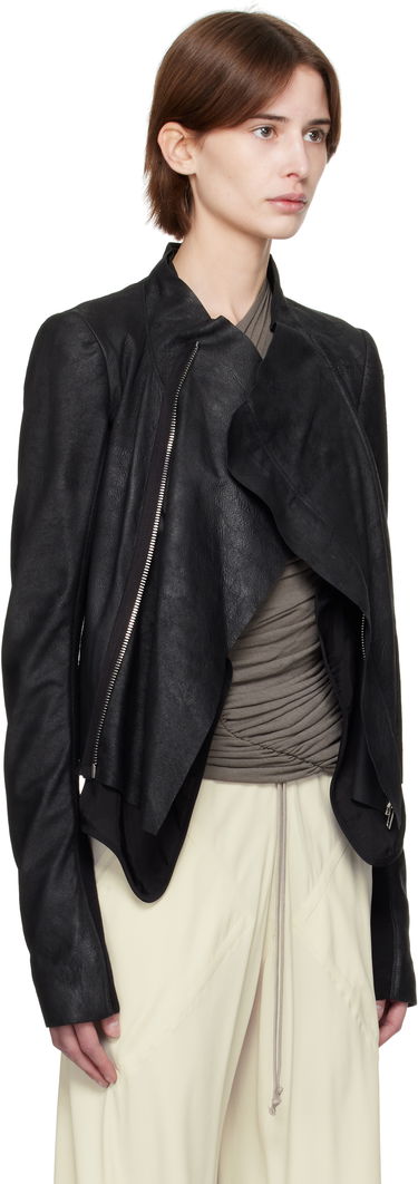 Bunda Rick Owens Rick Owens Hollywood Low Neck Biker Leather Jacket Čierna | RP01E7702 LBA, 1
