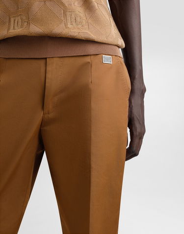 Nohavice Dolce & Gabbana Dolce & Gabbana Tailored Cotton Pants Hnedá | GW13ETFUFNVM0019, 3