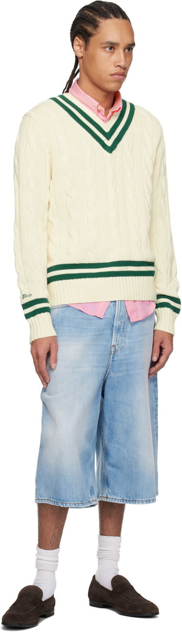 Sveter Polo by Ralph Lauren Polo Ralph Lauren 'The Iconic Cricket' Cable Knit Sweater Béžová | 710961153001, 3