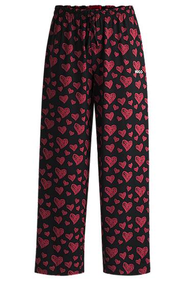 Pyžamo BOSS Jersey Pyjama Bottoms with Heart Print Čierna | 50534299, 0