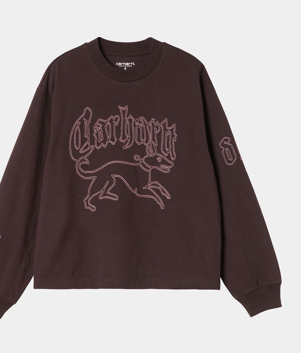 Tričko Carhartt WIP Women's Long Sleeve Hackwork T-Shirt Hnedá | I035541_9, 0