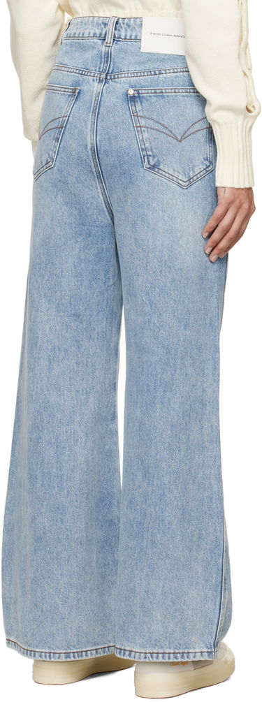 Džínsy Feng Chen Wang Feng Chen Wang Cross Waistband Wide Leg Jeans Modrá | FUS17TR02B, 2
