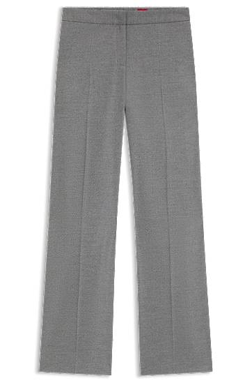 Nohavice BOSS Regular-Fit Melange Stretch Flannel Trousers Šedá | 50547588