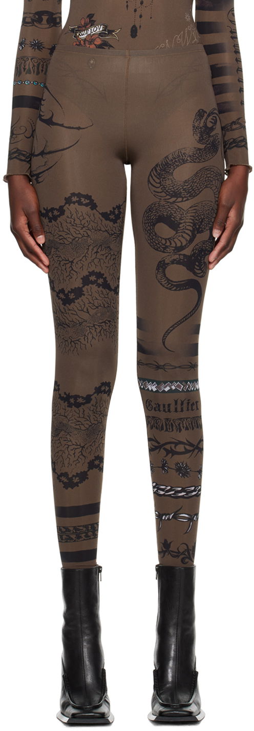 Legíny Jean Paul Gaultier Jean Paul Gaultier KNWLS Edition Tattoo Print Leggings Hnedá | 23/14-F-PA075-J524-700200, 0