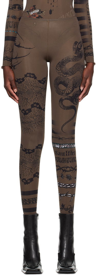 Legíny Jean Paul Gaultier Jean Paul Gaultier KNWLS Edition Tattoo Print Leggings Hnedá | 23/14-F-PA075-J524-700200, 0