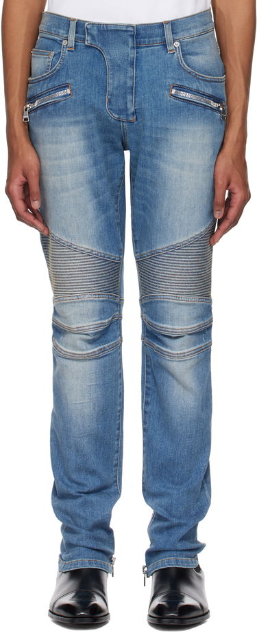 Džínsy Balmain Balmain Slim-Fit Biker Jeans Modrá | EH1MG115DF44, 0