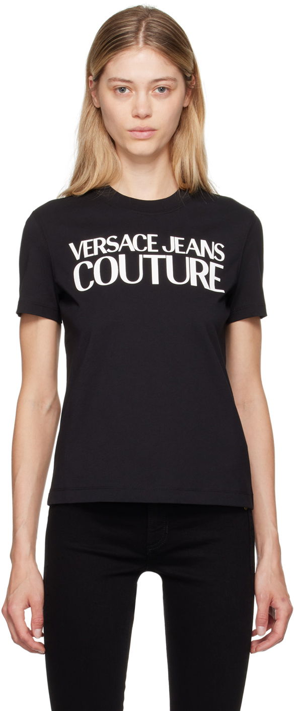 Tričko Versace Jeans Couture Black Institutional Logo T-Shirt Čierna | E77HAHE09_ECJ00E, 0
