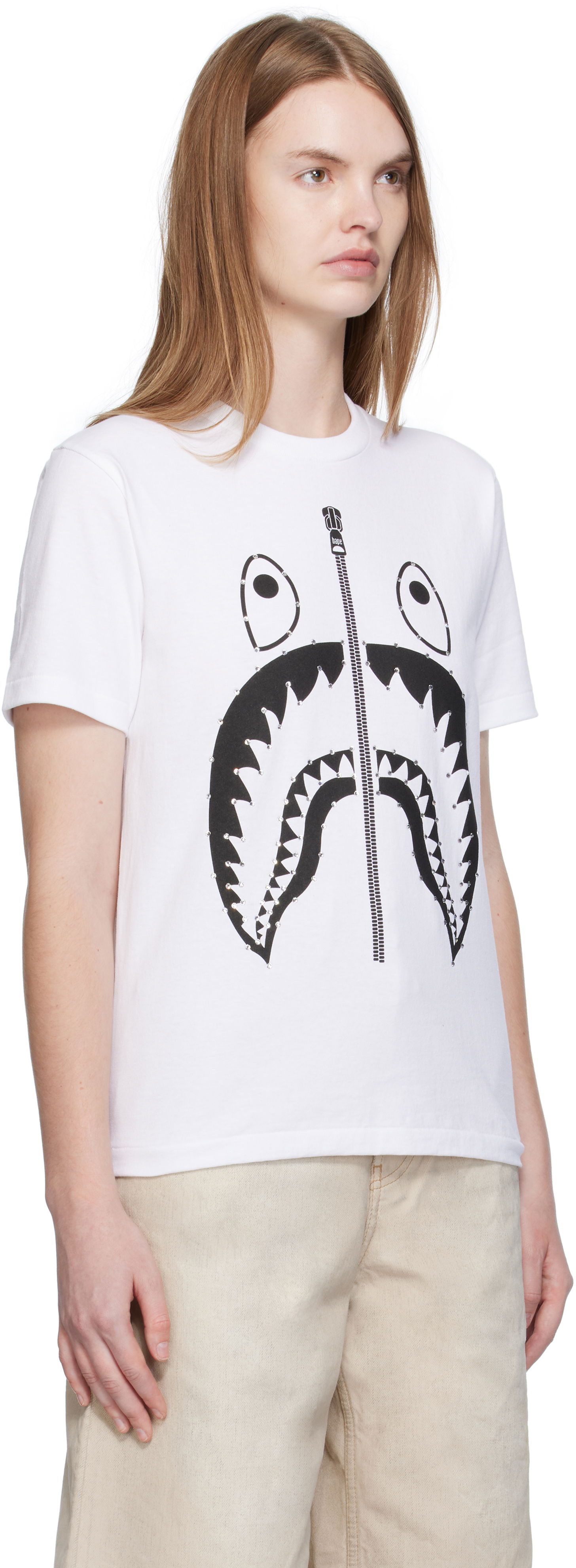 Tričko BAPE Crystal Stone Shark Graphic T-Shirt Biela | 001TEL302065L, 1
