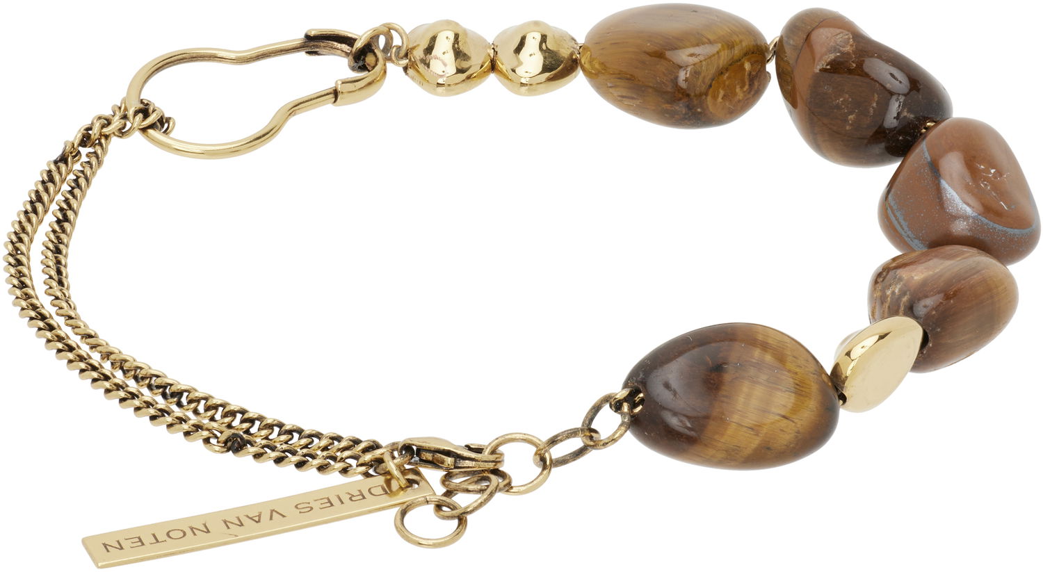 Náramok Dries Van Noten Dries Van Noten Tiger's Eye and Textured Bead Chain Bracelet Rôznofarebný | 252-028208-087, 1