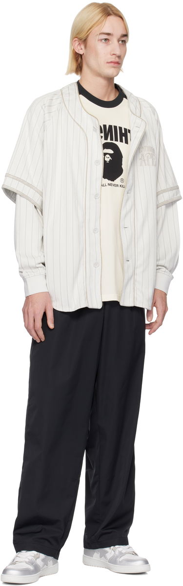 Košeľa BAPE Striped Long Sleeve Baseball Shirt Biela | 001SHK801303M, 3