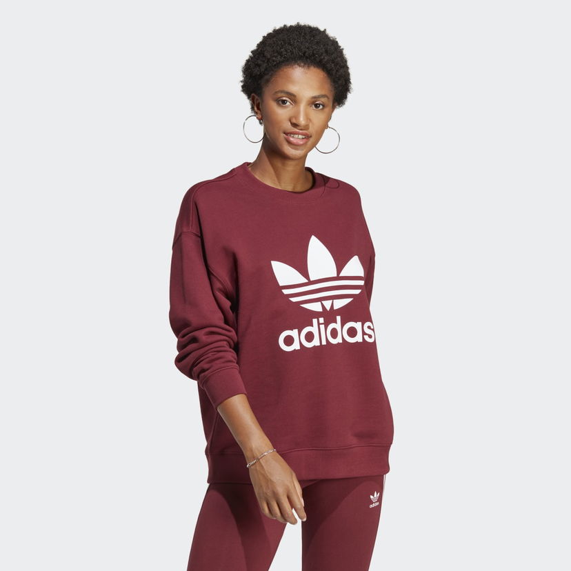 Mikina adidas Performance Trefoil Crew Vínová | IB7429