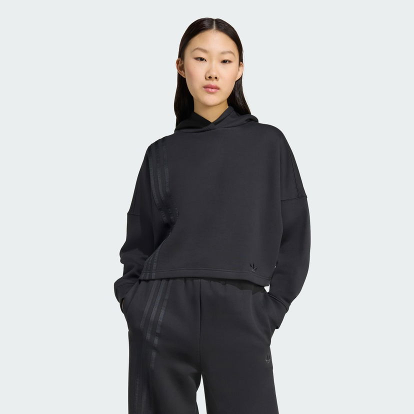 Mikina adidas Performance Off Placed 3-Stripes Cropped Hoodie Čierna | JX2701