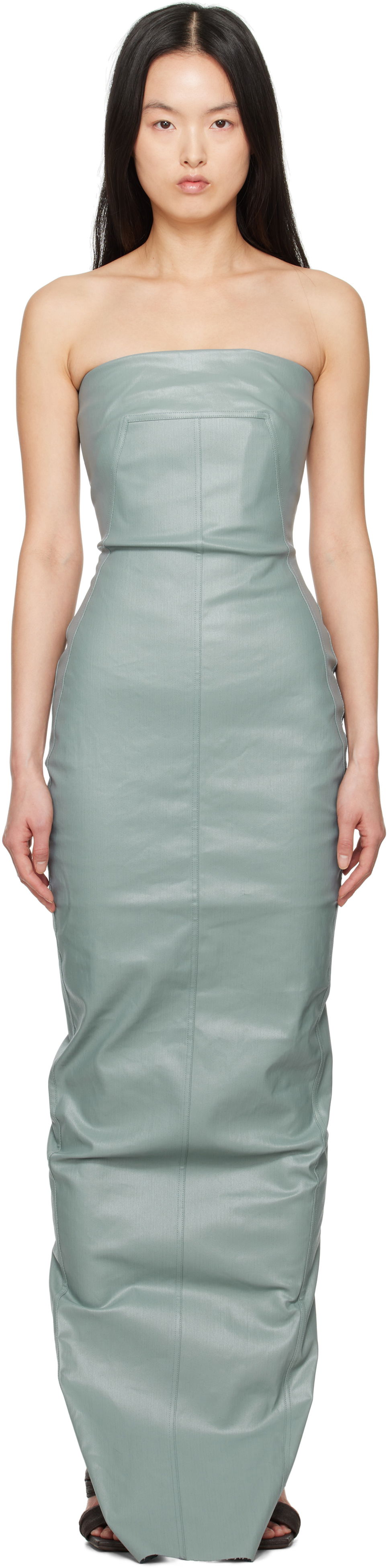 Šaty Rick Owens Rick Owens Hollywood Bustier Denim Gown Zelené | RP01E7524 SCT, 0