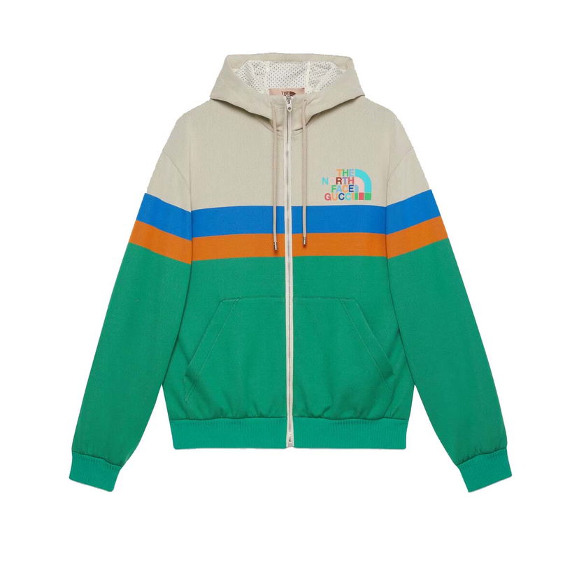 Bunda Gucci The North Face x Hooded Jacket Ivory/Green Zelené | 675542 XJDWR 9172