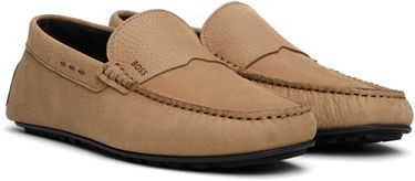 Tenisky a topánky BOSS Nubuck Leather Loafers with Driver Sole Béžová | 50548116, 4