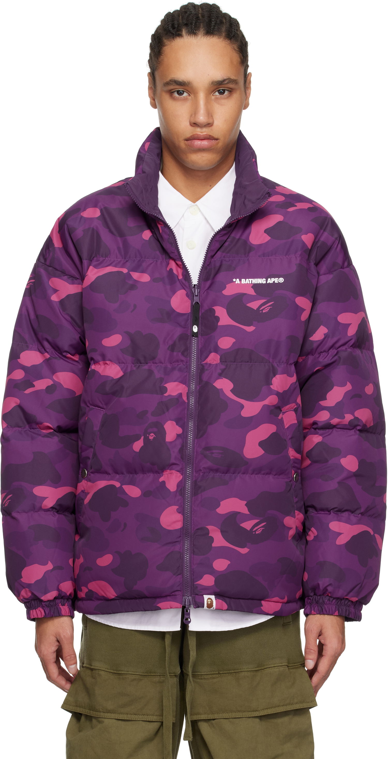 Prešívaná bunda BAPE Camo Reversible Down Jacket Fialová | 001DNK801007M, 0