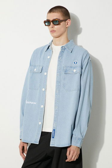 Košeľa AAPE by A Bathing Ape AAPE Regular Fit Denim Shirt Modrá | AAPSTM8472XXM, 3