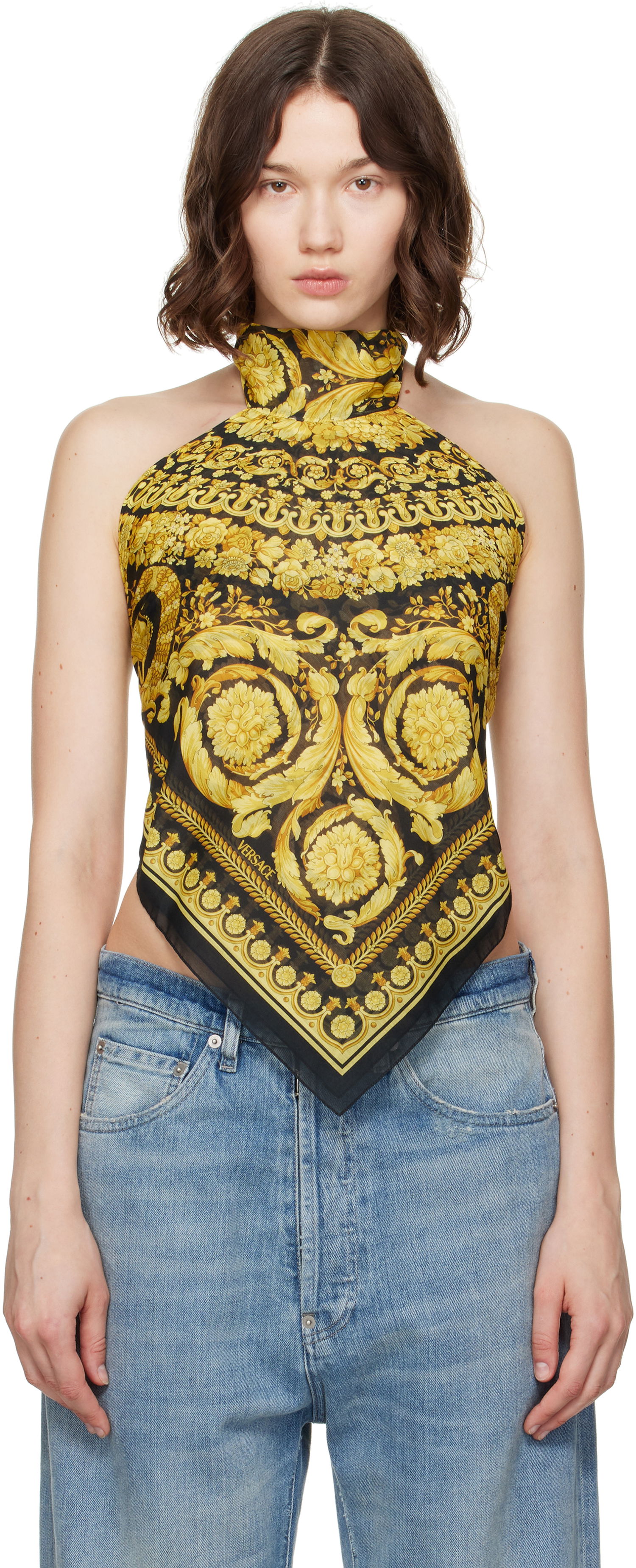 Tielko Versace Versace Barocco Foulard Halter Top Čierna | 1016588_1A11158, 0