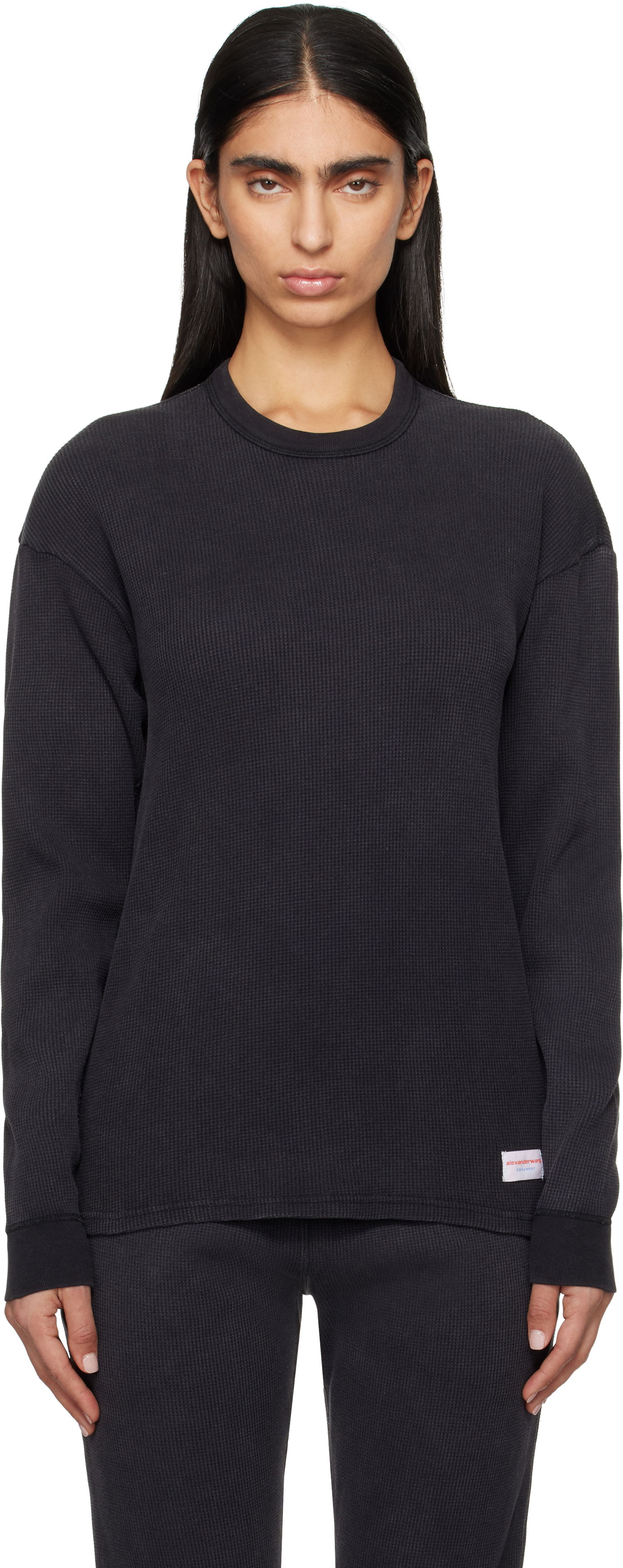 Sveter Alexander Wang Alexander Wang Long Sleeve Waffle T-Shirt Čierna | UC4221611W, 0
