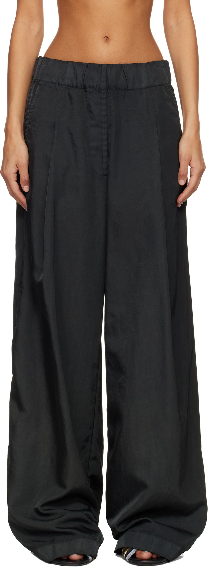 Nohavice Dries Van Noten Dries Van Noten Overdyed Wide-Leg Trousers Čierna | 252-010910-2158