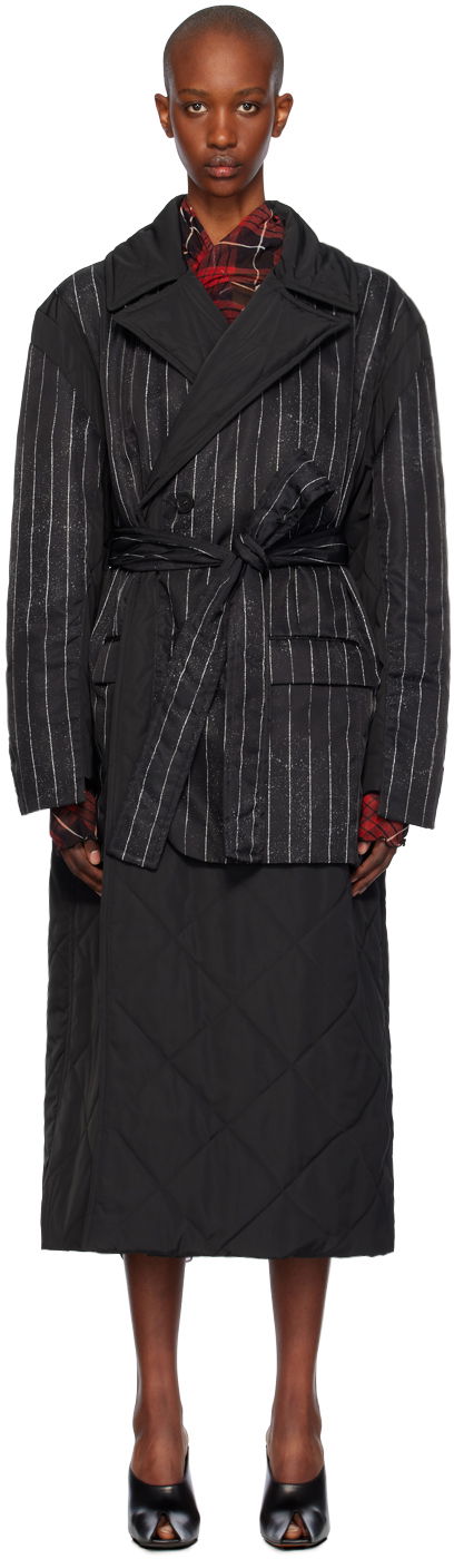 Trenčkot Jean Paul Gaultier Gaultier Pinstripe Long Coat Čierna | 24/31-F-MA020-C065-000001, 0