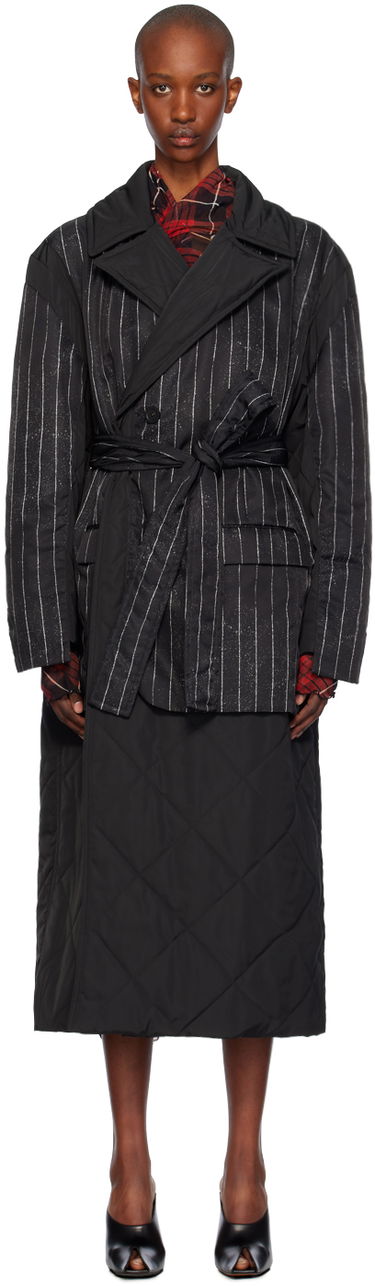Trenčkot Jean Paul Gaultier Gaultier Pinstripe Long Coat Čierna | 24/31-F-MA020-C065-000001, 0