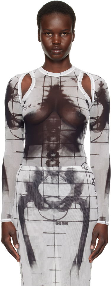 Tričko Jean Paul Gaultier Jean Paul Gaultier 'The Squeletor' Mesh Top Biela | 25/33-F-TO243-T580-0100, 0