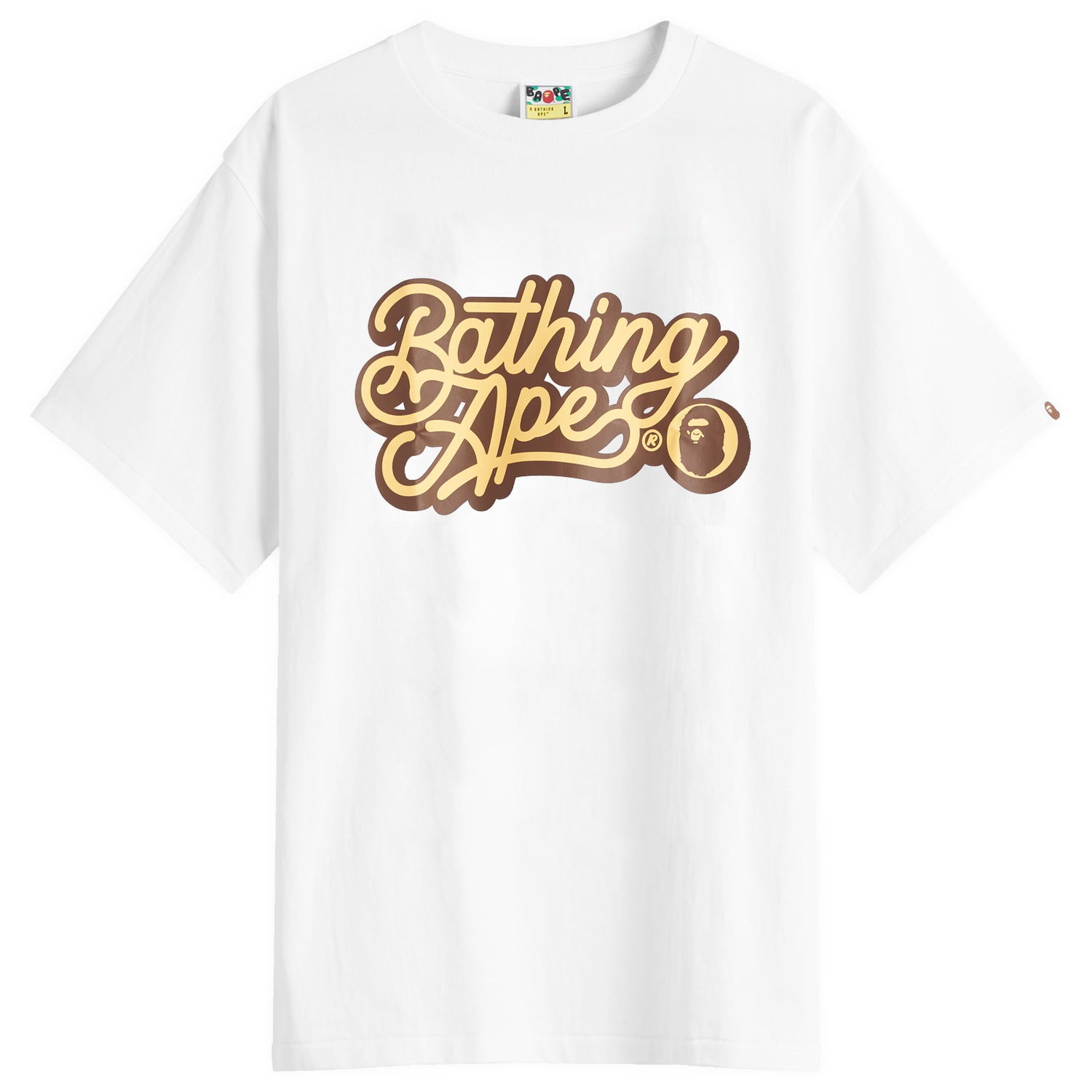 Tričko BAPE Bathing Ape Script Logo T-Shirt, Size Large Biela | 001TEL301055M-WBN, 1