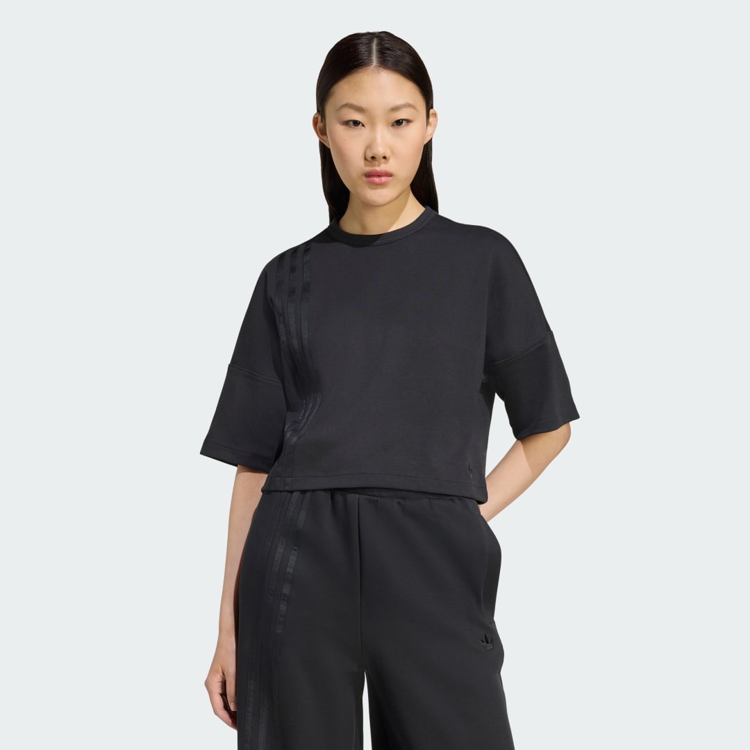 Tričko adidas Performance Off Placed 3-Stripes Cropped T-Shirt Čierna | JX2707, 0