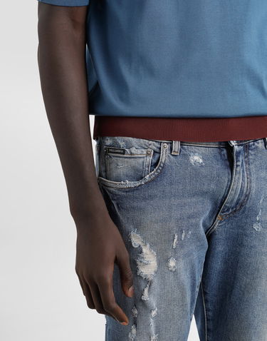 Džínsy Dolce & Gabbana Dolce & Gabbana Slim-Fit Distressed Stretch Cotton Jeans Modrá | GY07CDG8MV3S9001, 3