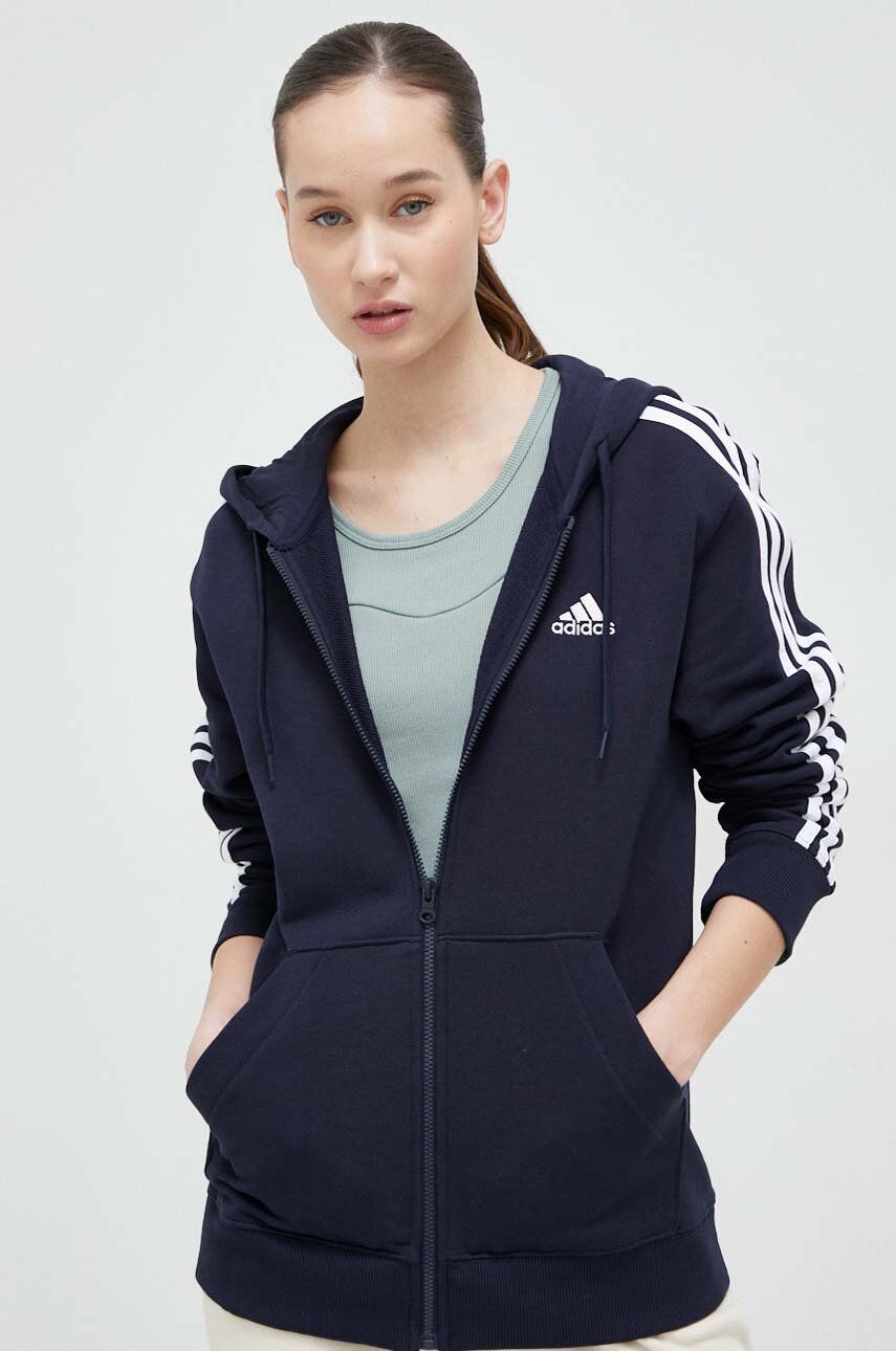 Mikina adidas Originals Essentials 3-Stripes French Terry Regular Full-Zip Hoodie Navy | IC9918, 0