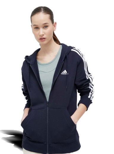 Mikina adidas Originals Essentials 3-Stripes French Terry Regular Full-Zip Hoodie Navy | IC9918