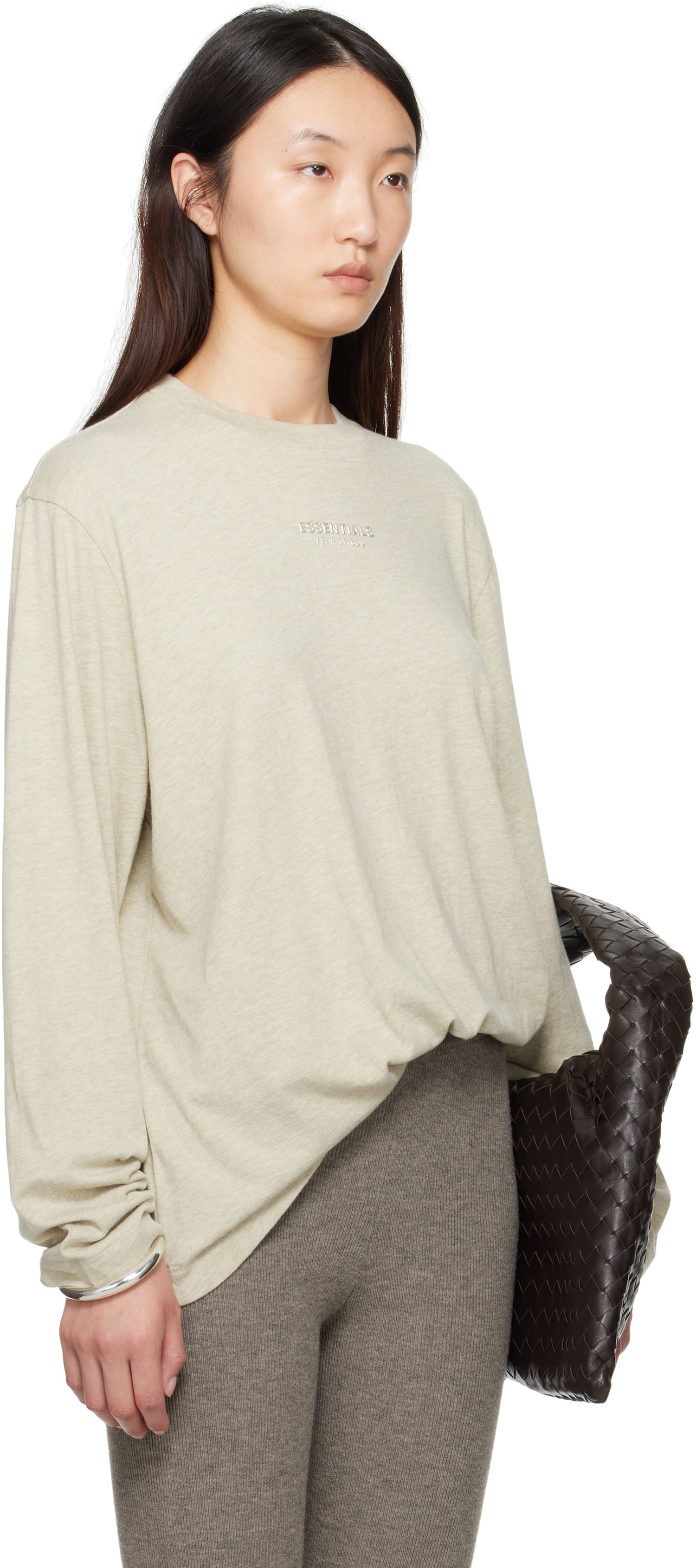 Tričko Fear of God Fear of God ESSENTIALS Classic Fit Long Sleeve T-Shirt Béžová | 125SP255882FW, 1