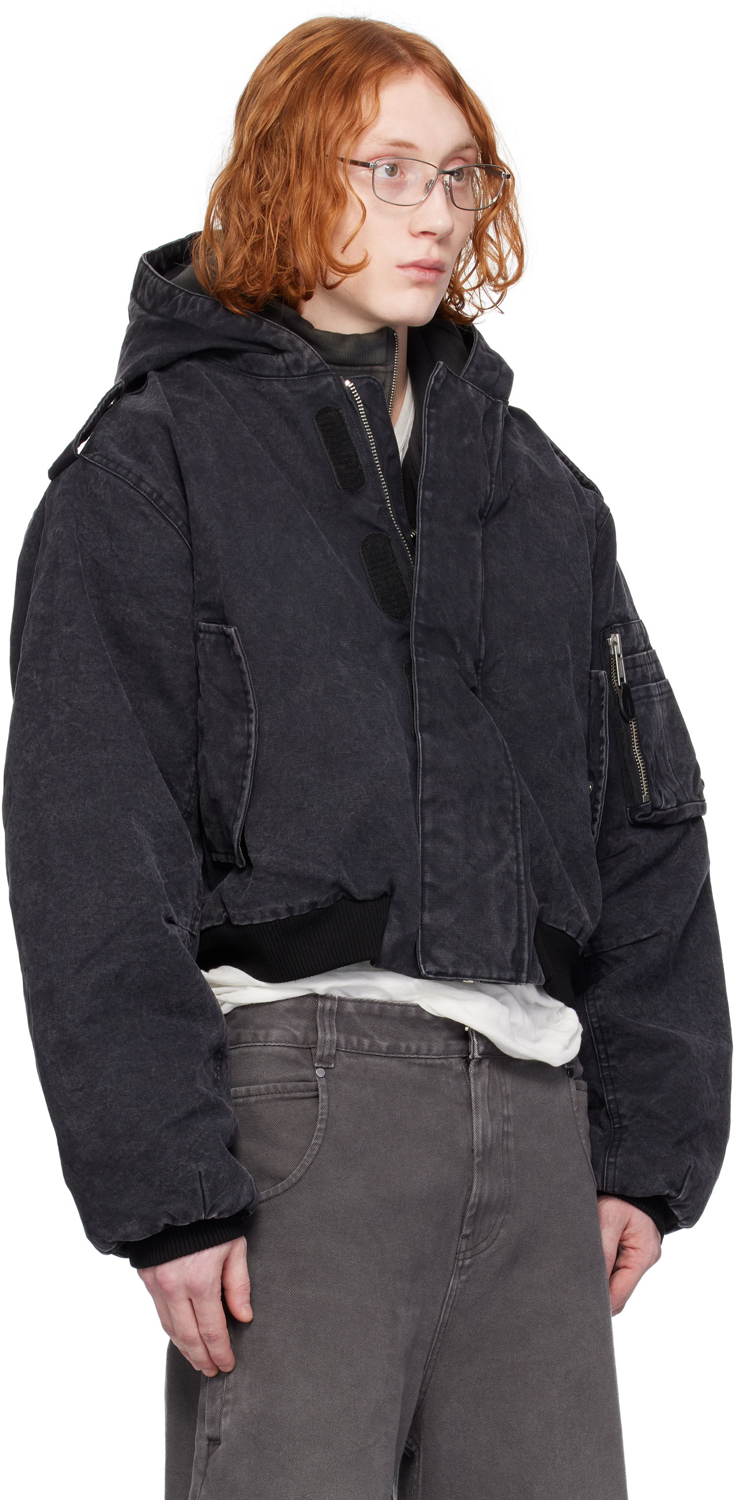 Bomber bunda Entire Studios Entire Studios W2 Denim Hooded Bomber Jacket Čierna | ES2307IR, 1