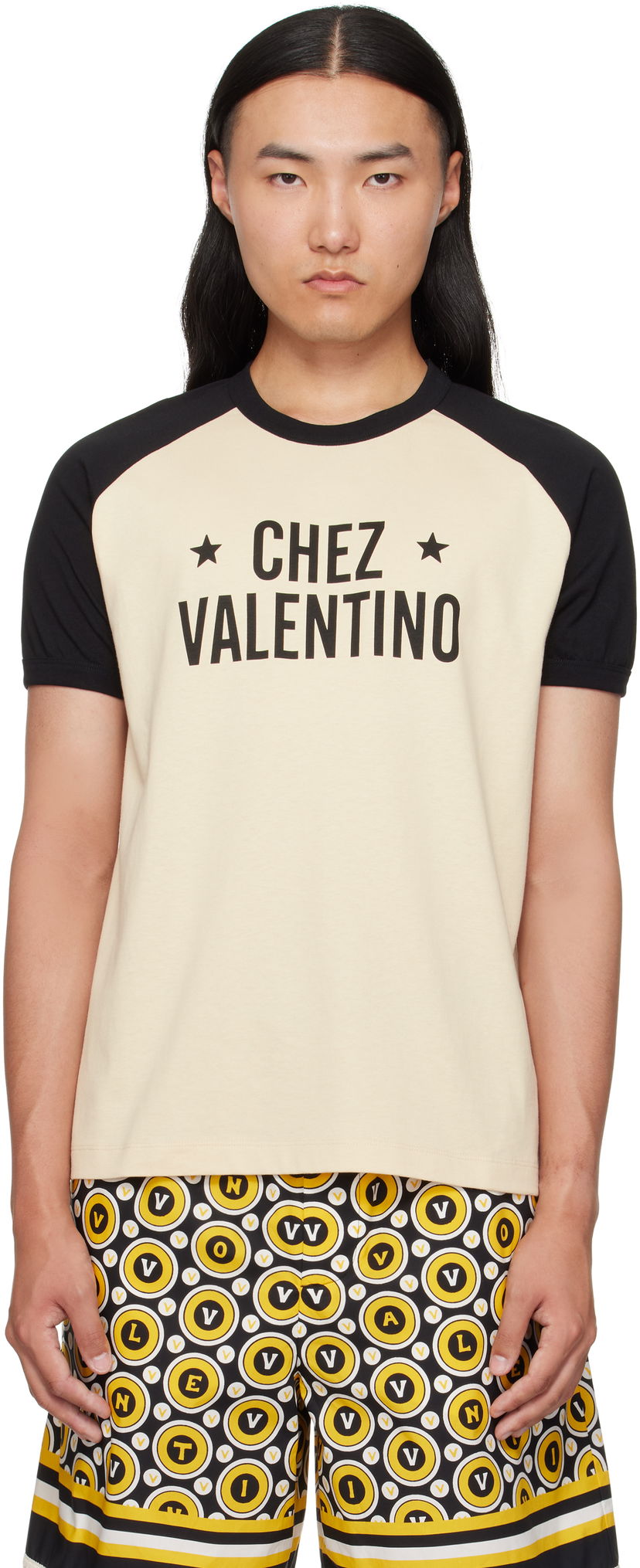 Tričko Valentino Valentino 'Chez Valentino' Print Cotton T-Shirt Béžová | 7V3MG17DAYC