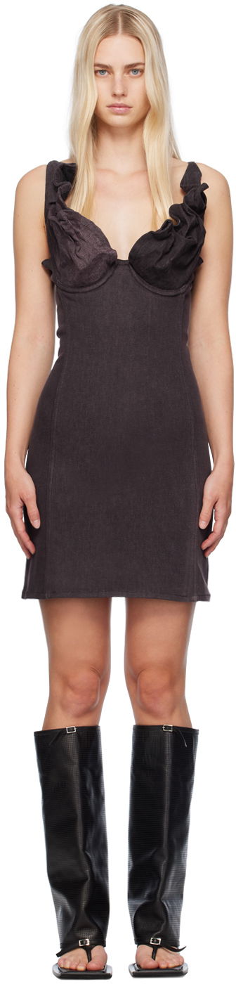 Šaty Y/PROJECT Plunging Neck Denim Minidress Čierna | 107DR002, 0