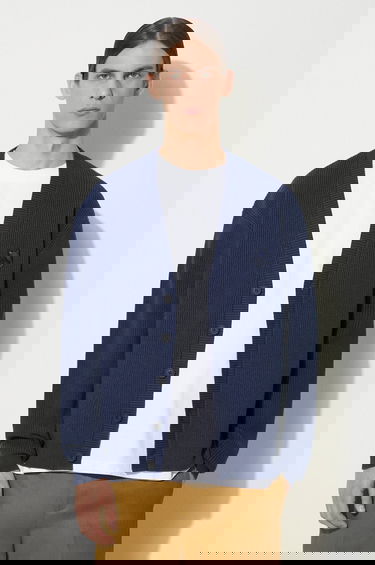 Sveter MAISON KITSUNÉ Neil Barrett Bold Fox Head Patch Comfort Ribbed Cardigan Navy | MM00506KT1098, 0