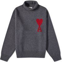 Sveter AMI Paris Large A Heart Roll Neck Knit Šedá | BFUKS406-018-084, 1