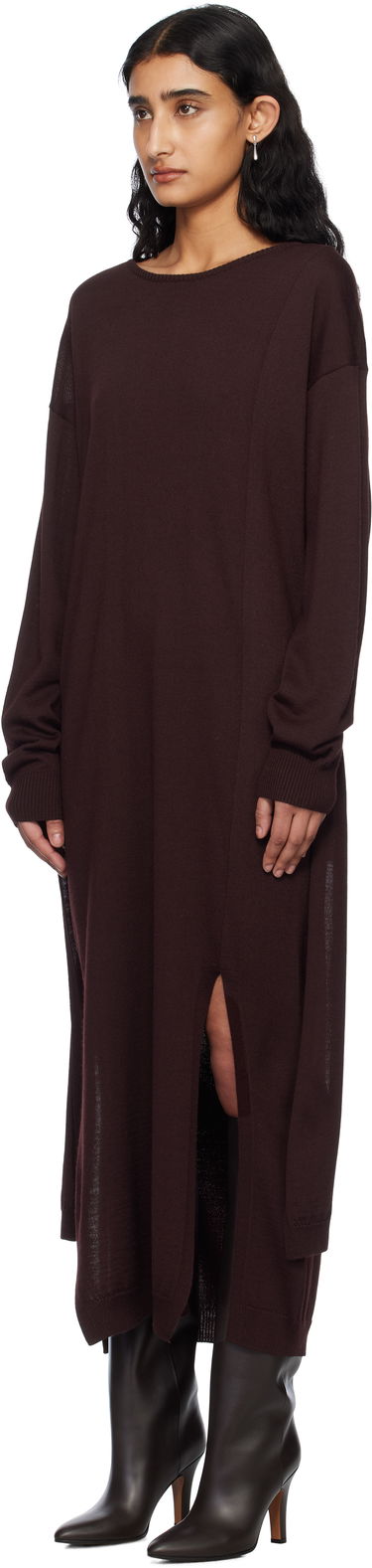 Šaty LEMAIRE LEMAIRE Trompe L'Oeil Knit Maxi Dress Vínová | DR1093 LK087, 3
