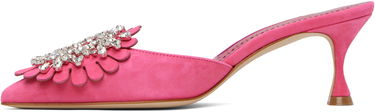 Tenisky a topánky Manolo Blahnik Manolo Blahnik Shogmu Suede Mules with Crystal Embellishment Ružová | 125-2854, 2