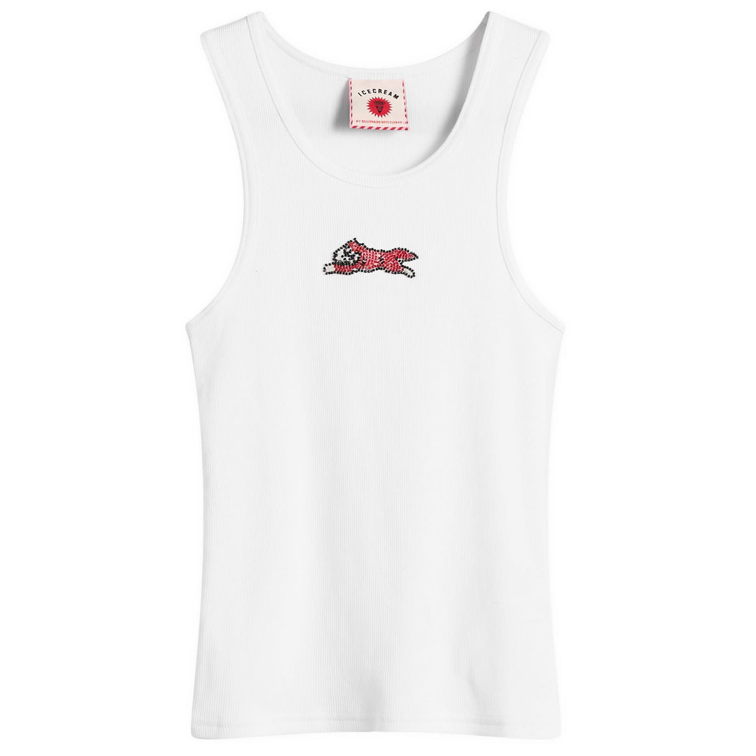 Tielko BBC IceCream ICECREAM Beaded Running Dog Ribbed Vest Top, Size Large Biela | ICWW25319-WHT, 0