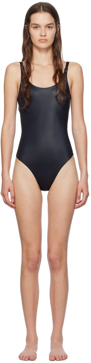 Black Monogram One-Piece Swimsuit