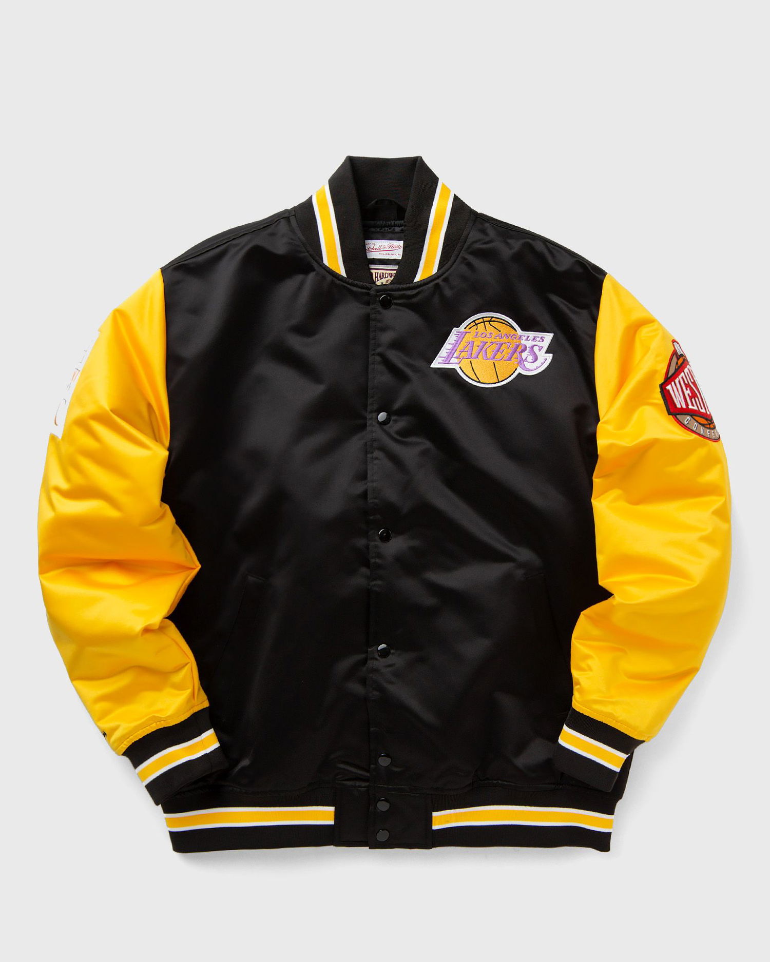 Bomber bunda Mitchell & Ness NBA Heavyweight Satin Jacket VINTAGE LOGO LOS ANGELES LAKERS Čierna | JK8453-LALBLCK, 0