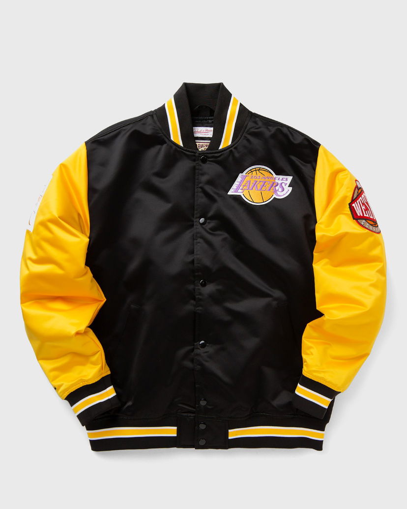 Bomber bunda Mitchell & Ness NBA Heavyweight Satin Jacket VINTAGE LOGO LOS ANGELES LAKERS Čierna | JK8453-LALBLCK