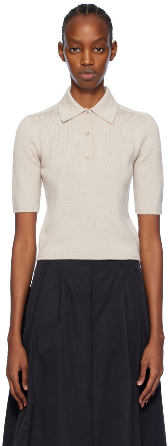Sveter Max Mara Max Mara Gemma Polo Shirt Béžová | 2419361031600, 0
