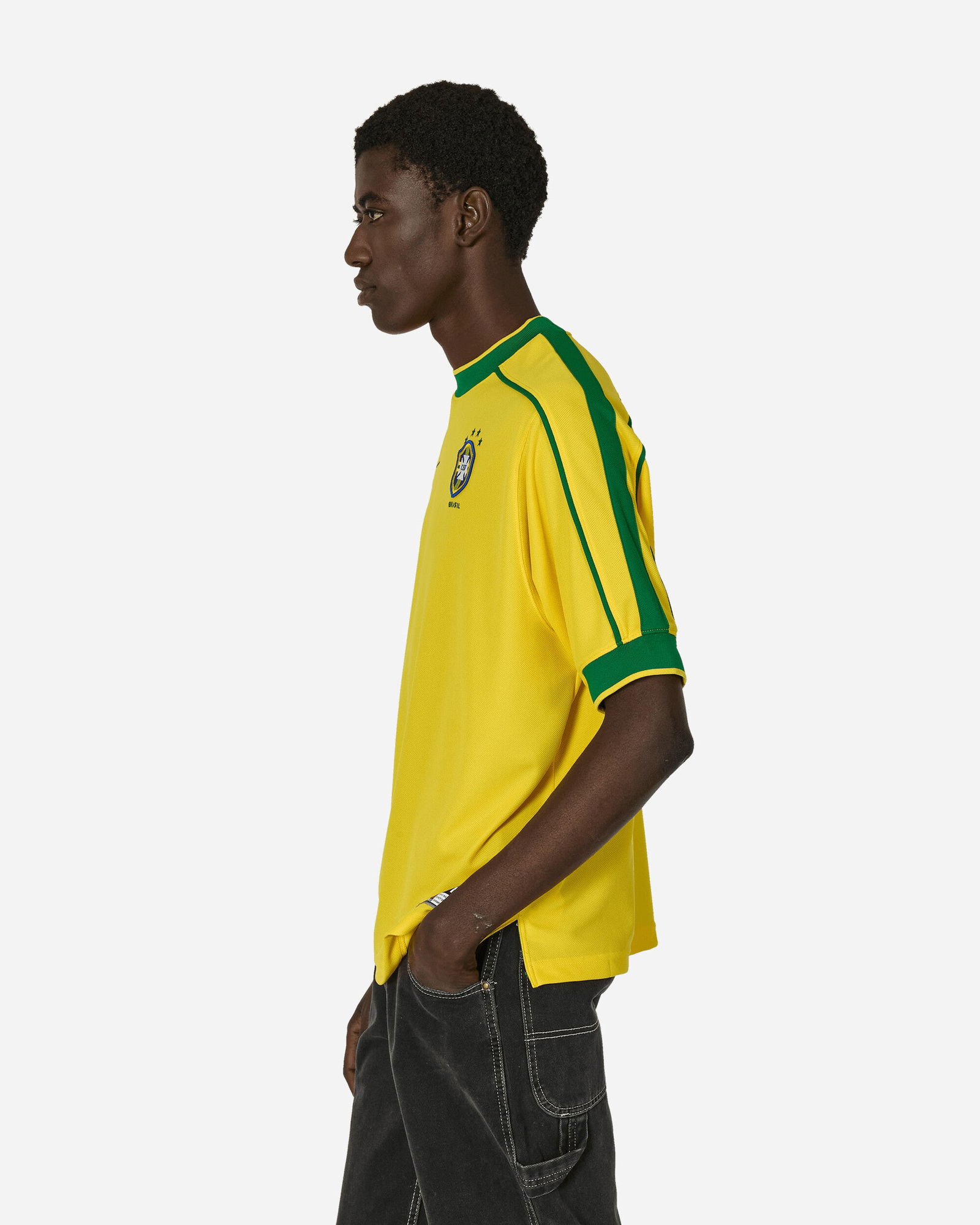 Brazil 1998 Reissue Football Replica Jersey Varsity Maize