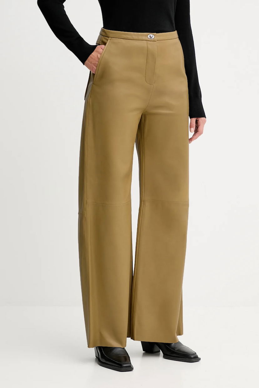 Nohavice STAND STUDIO Stand Studio Rowena Wide Leg Leather Pants Béžová | 66529.7870