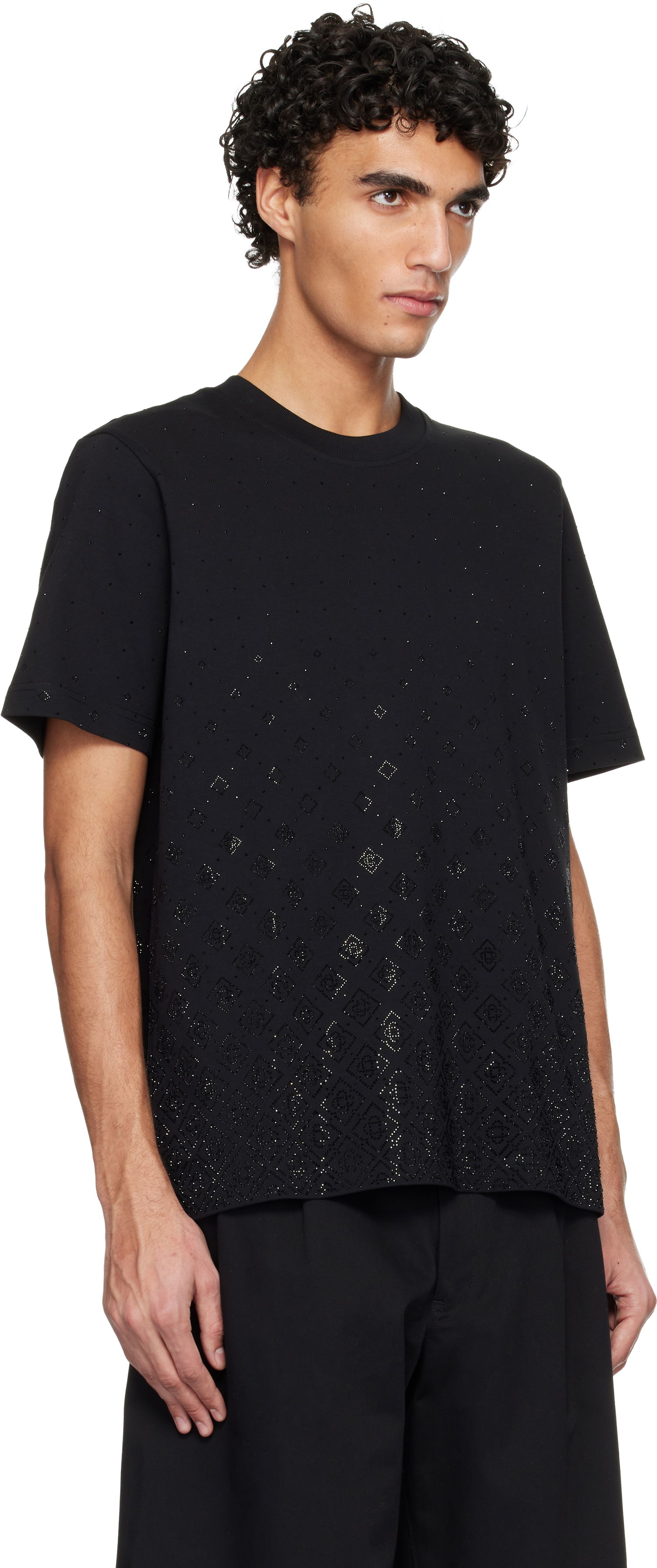 Tričko Casablanca Casablanca Crystal Monogram Logo Short Sleeve T-shirt Čierna | M-SP26-JTS-001-10, 1