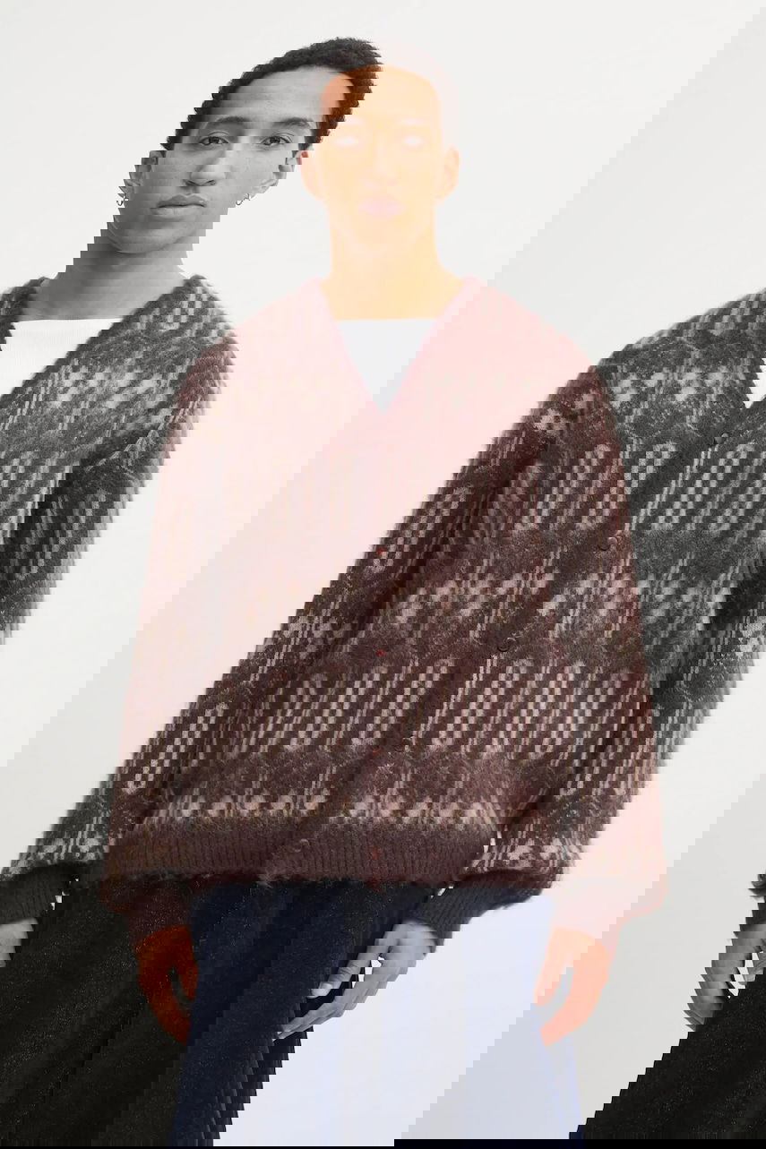 Sveter Needles Geometric Mohair Blend Cardigan Hnedá | RW357, 0